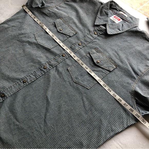 Wrangler Indigo Button-Up Shirt Men’s Size 3XL Blue/White Stripes Long Sleeves - Picture 4 of 16